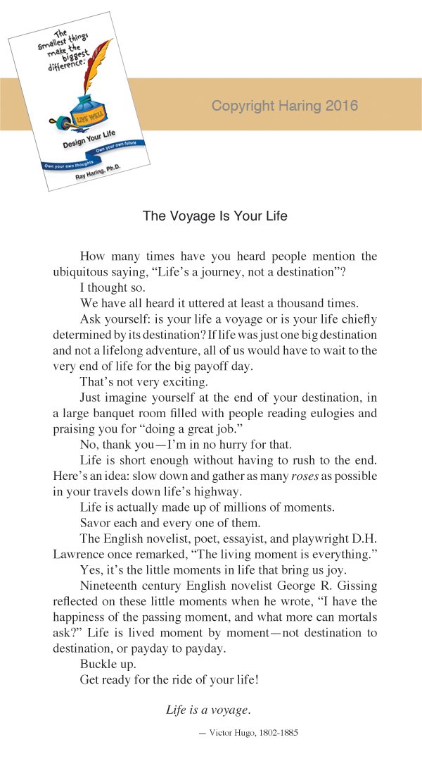 The Voyage Is Your Life — a story from Design Your Life by Dr. Ray Haring
