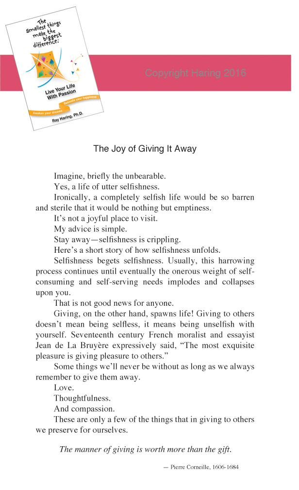 The Joy of Giving It Away
